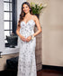 Deep Vneck Strappy Embellished White Maxi Dress